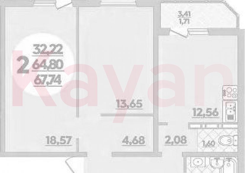 Продажа 2-комн. квартиры, 64.8 кв.м фото 0