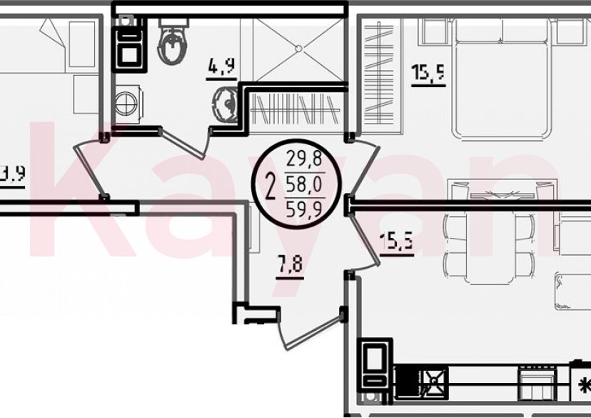 Продажа 2-комн. квартиры, 58 кв.м фото 0