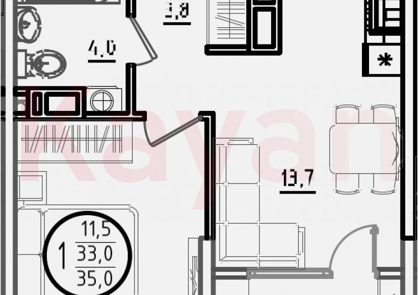 Продажа 1-комн. квартиры, 33 кв.м фото 0