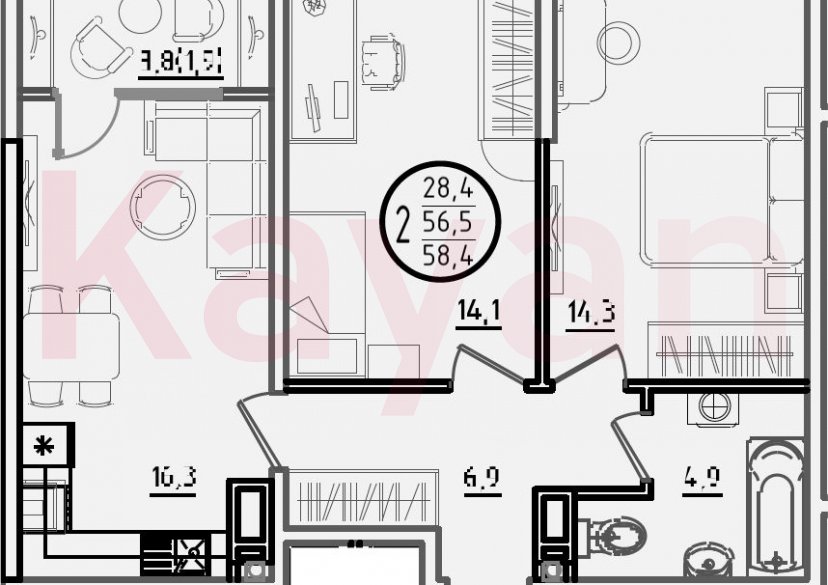 Продажа 3-комн. квартиры, 56.5 кв.м фото 0