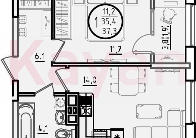 Продажа 1-комн. квартиры, 35.4 кв.м фото 0