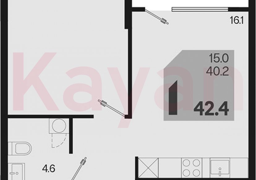 Продажа 1-комн. квартиры, 40.2 кв.м фото 0