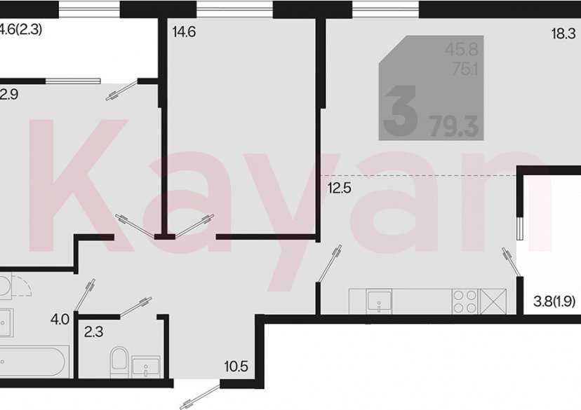 Продажа 3-комн. квартиры, 75.1 кв.м фото 0