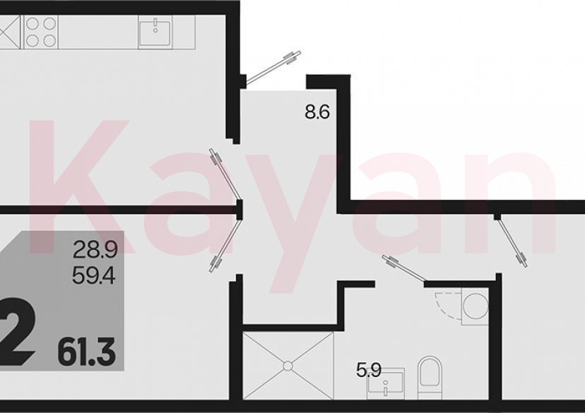 Продажа 2-комн. квартиры, 59.4 кв.м фото 0