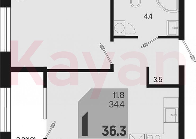 Продажа 1-комн. квартиры, 34.4 кв.м фото 0