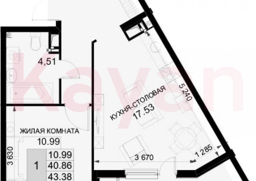 Продажа 1-комн. квартиры, 40.86 кв.м фото 0