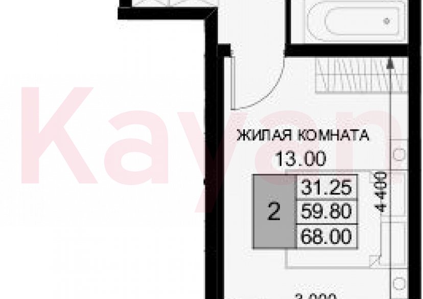 Продажа 2-комн. квартиры, 58.21 кв.м фото 0