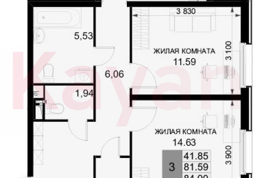 Продажа 3-комн. квартиры, 81.59 кв.м фото 0