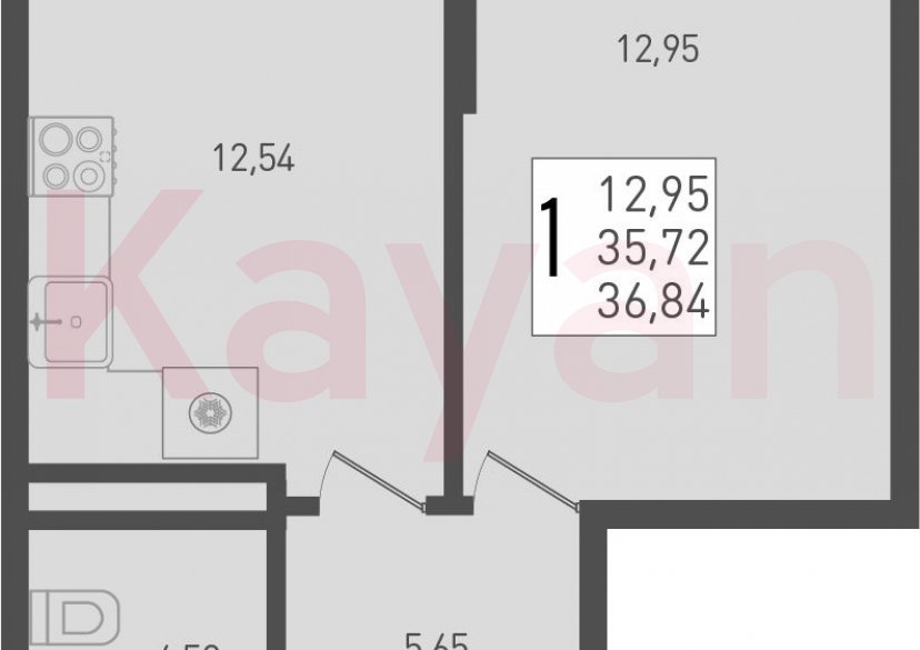 Продажа 1-комн. квартиры, 35.72 кв.м фото 0