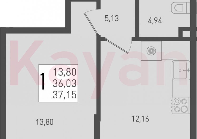 Продажа 1-комн. квартиры, 36.03 кв.м фото 0