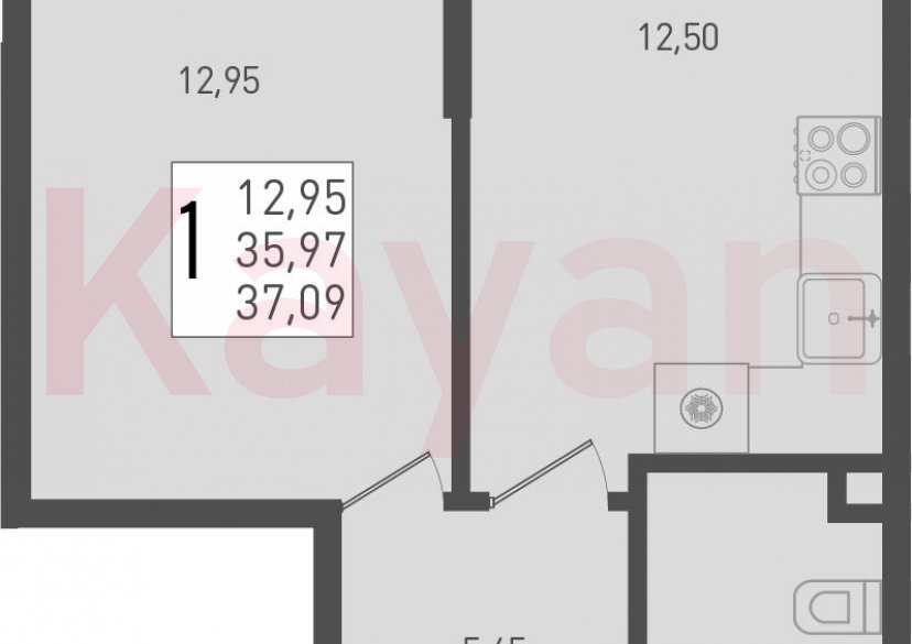 Продажа 1-комн. квартиры, 35.97 кв.м фото 0