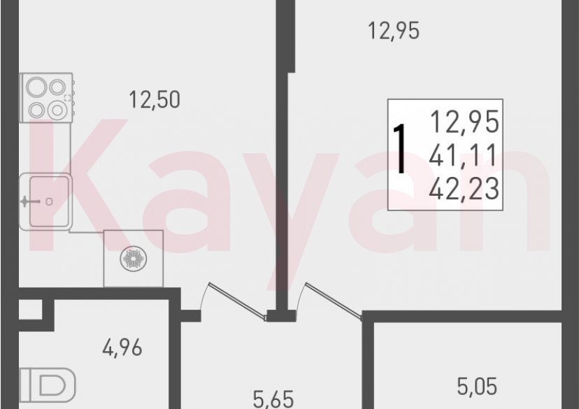 Продажа 1-комн. квартиры, 41.11 кв.м фото 0