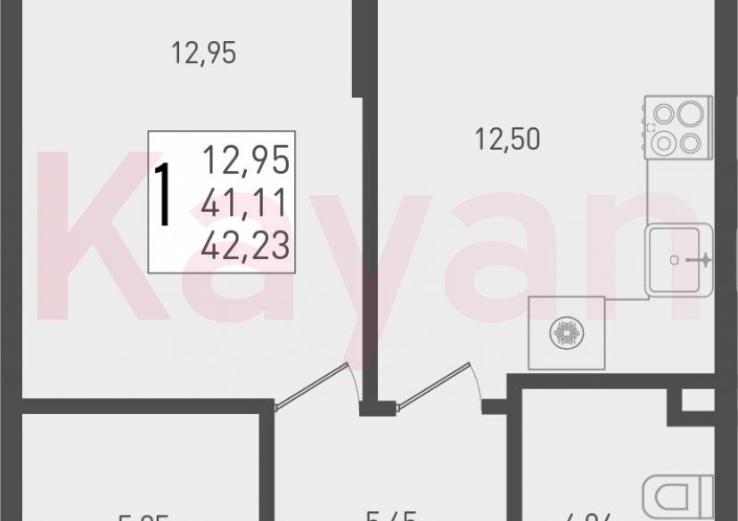 Продажа 1-комн. квартиры, 41.11 кв.м фото 0