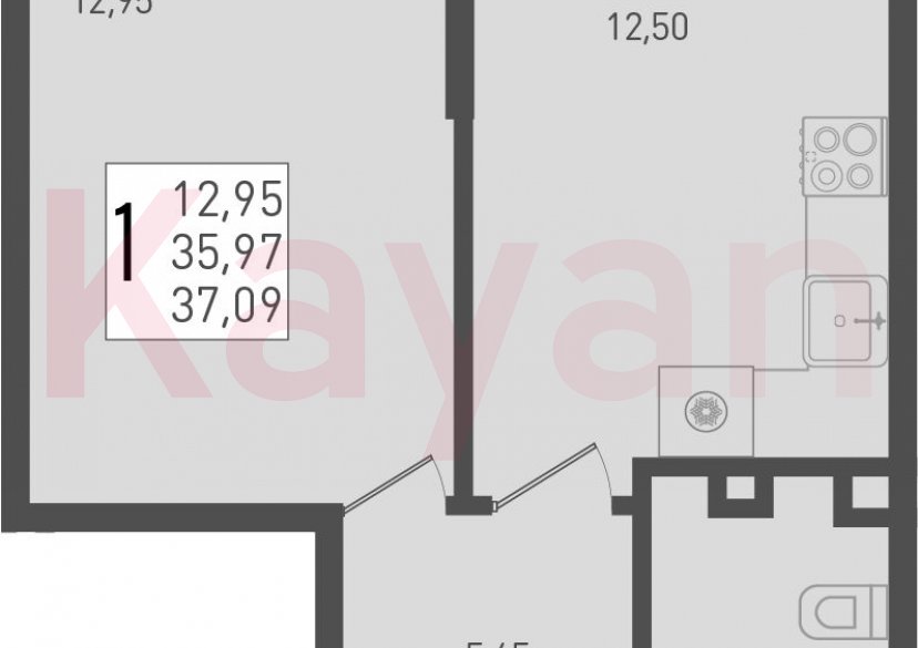 Продажа 1-комн. квартиры, 35.97 кв.м фото 0