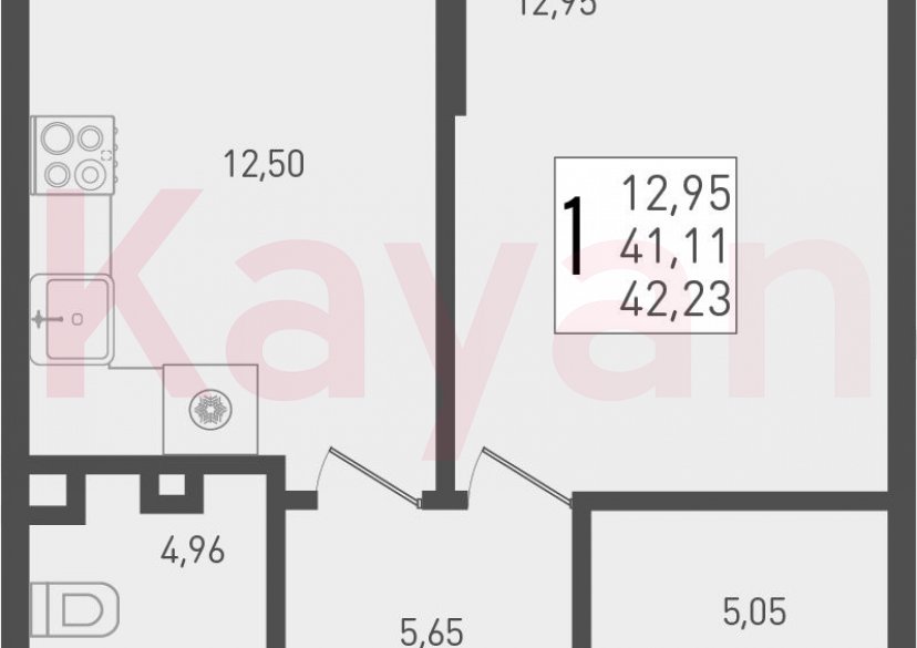 Продажа 1-комн. квартиры, 41.11 кв.м фото 0