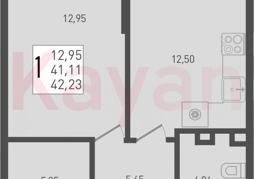 Продажа 1-комн. квартиры, 41.11 кв.м фото 0