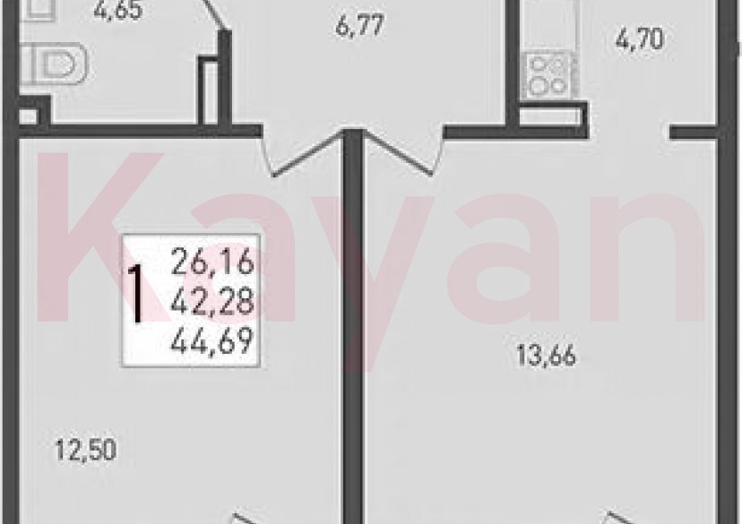 Продажа 2-комн. квартиры, 42.28 кв.м фото 0