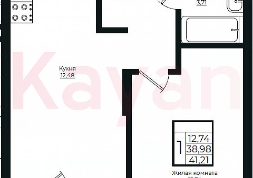 Продажа 1-комн. квартиры, 38.98 кв.м фото 0