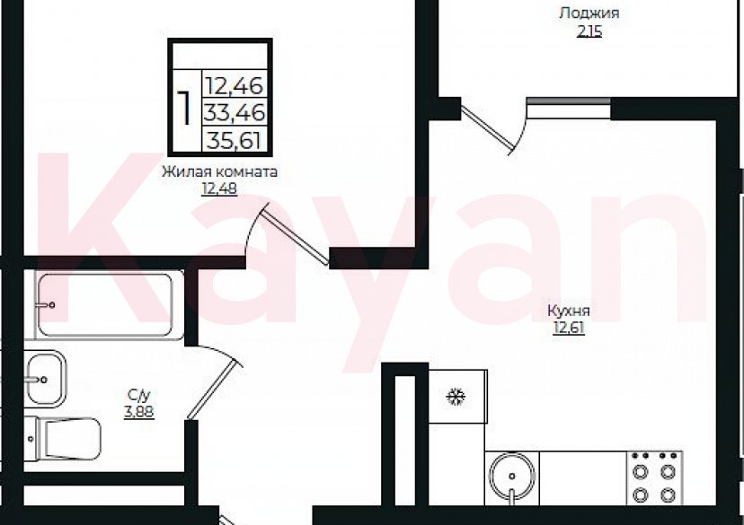 Продажа 1-комн. квартиры, 33.46 кв.м фото 0