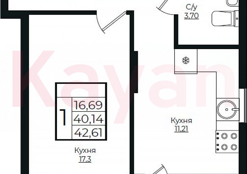 Продажа 1-комн. квартиры, 40.14 кв.м фото 0