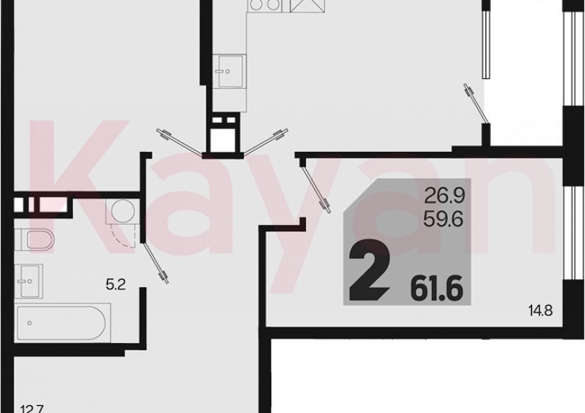 Продажа 2-комн. квартиры, 59.6 кв.м фото 0