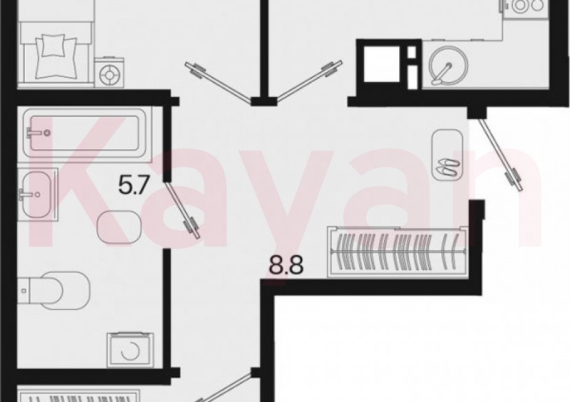 Продажа 2-комн. квартиры, 60.9 кв.м фото 0