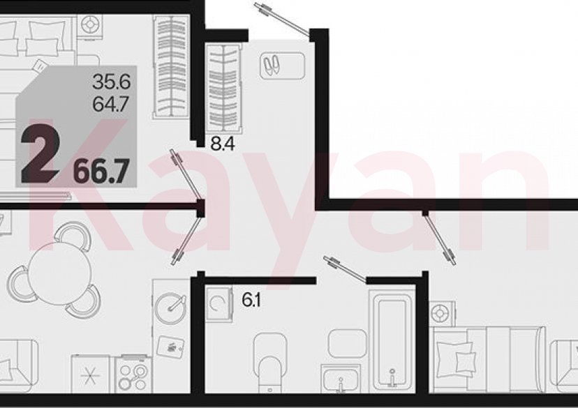 Продажа 2-комн. квартиры, 64.7 кв.м фото 0