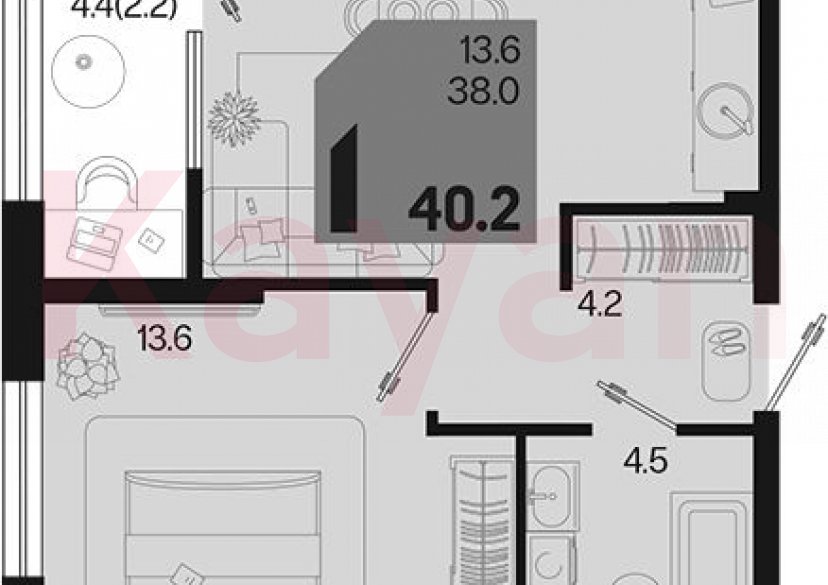 Продажа 1-комн. квартиры, 38 кв.м фото 0