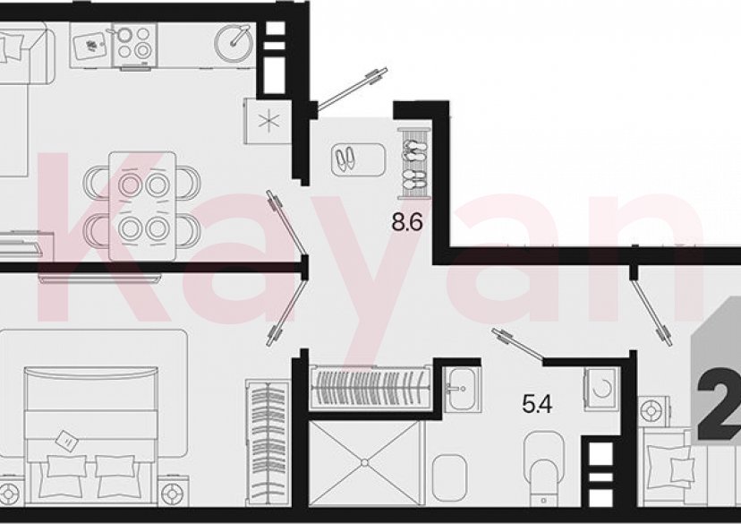 Продажа 2-комн. квартиры, 58.4 кв.м фото 0