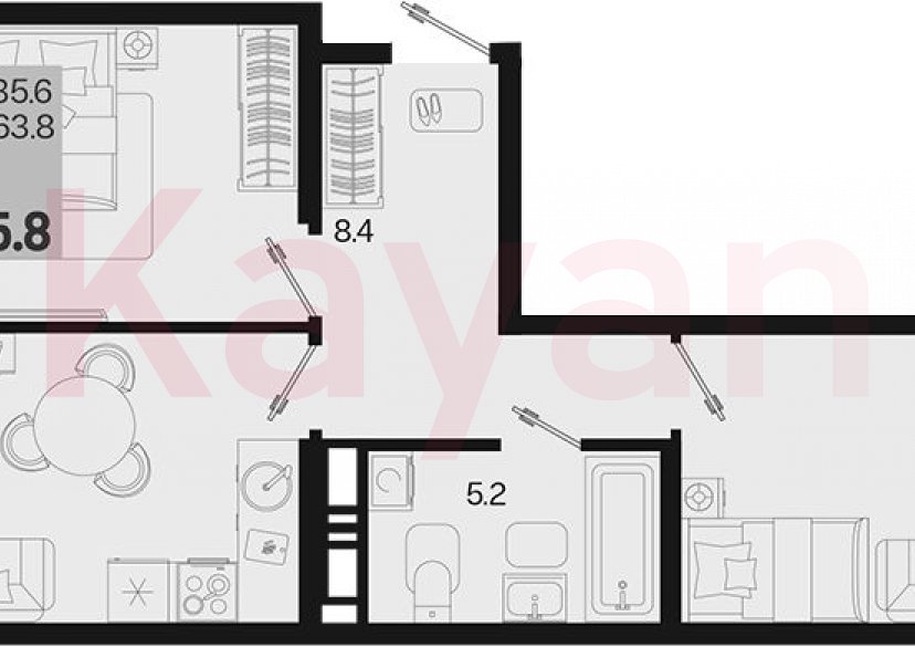 Продажа 2-комн. квартиры, 63.8 кв.м фото 0