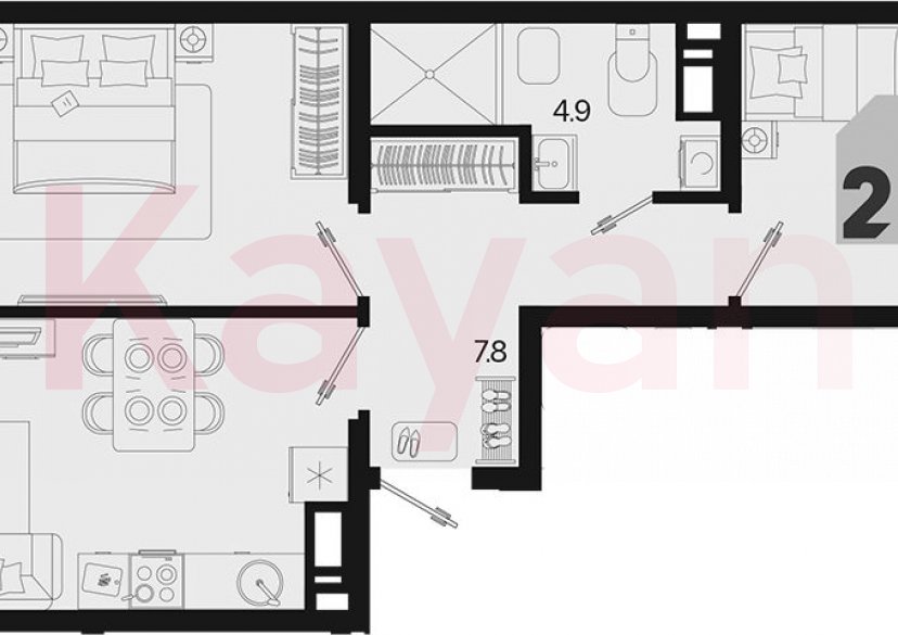 Продажа 2-комн. квартиры, 58 кв.м фото 0