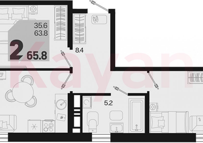 Продажа 2-комн. квартиры, 63.8 кв.м фото 0