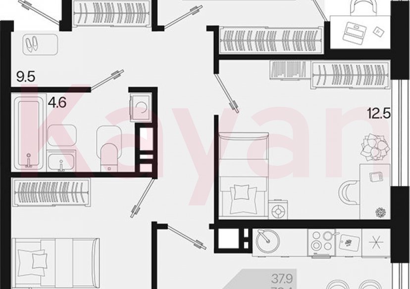 Продажа 3-комн. квартиры, 72.4 кв.м фото 0