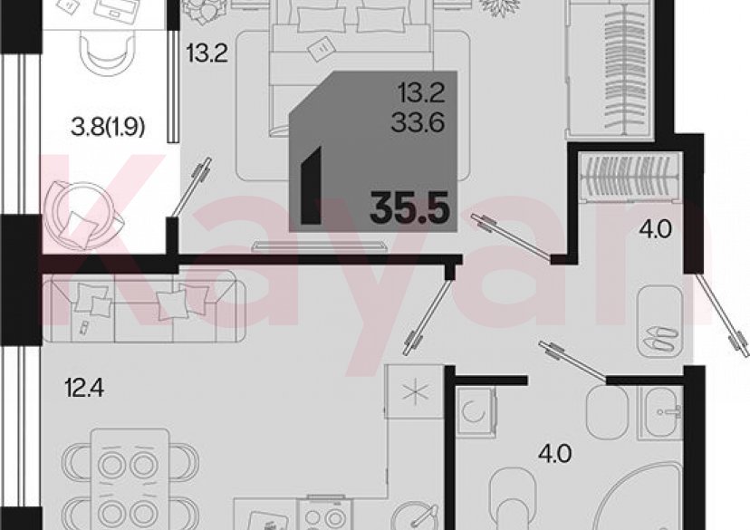 Продажа 1-комн. квартиры, 33.6 кв.м фото 0