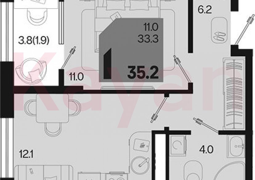 Продажа 1-комн. квартиры, 33.3 кв.м фото 0