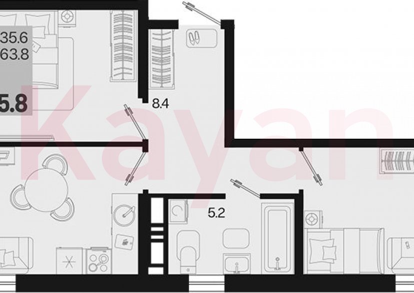 Продажа 2-комн. квартиры, 63.8 кв.м фото 0