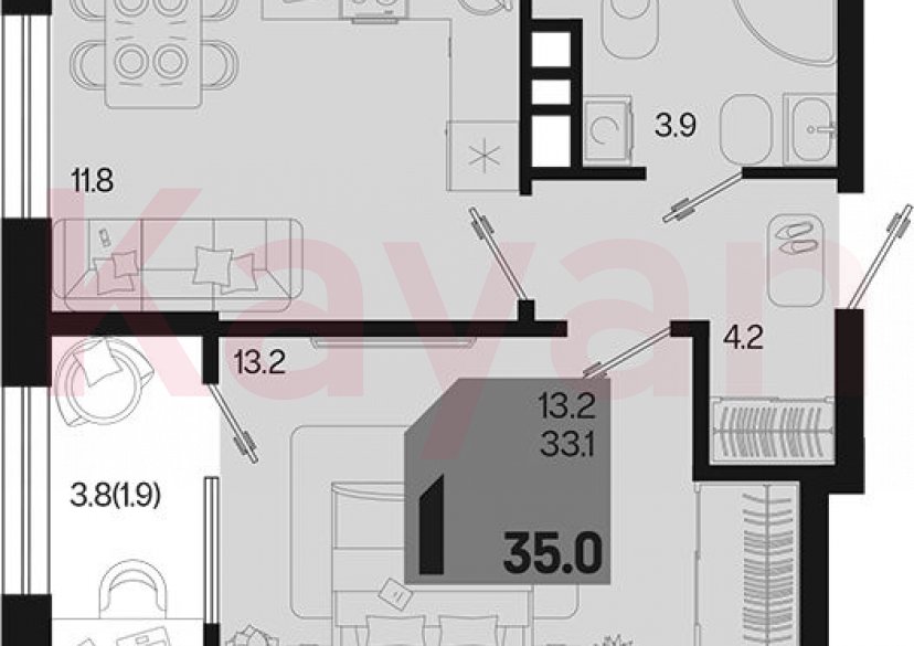 Продажа 1-комн. квартиры, 33.1 кв.м фото 0