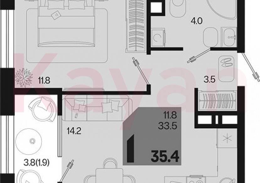 Продажа 1-комн. квартиры, 33.5 кв.м фото 0