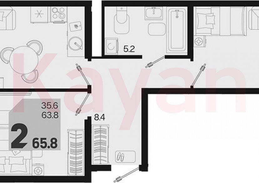 Продажа 2-комн. квартиры, 63.8 кв.м фото 0