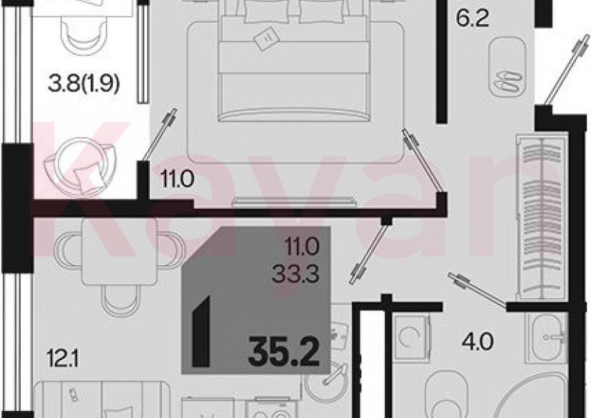 Продажа 1-комн. квартиры, 33.3 кв.м фото 0