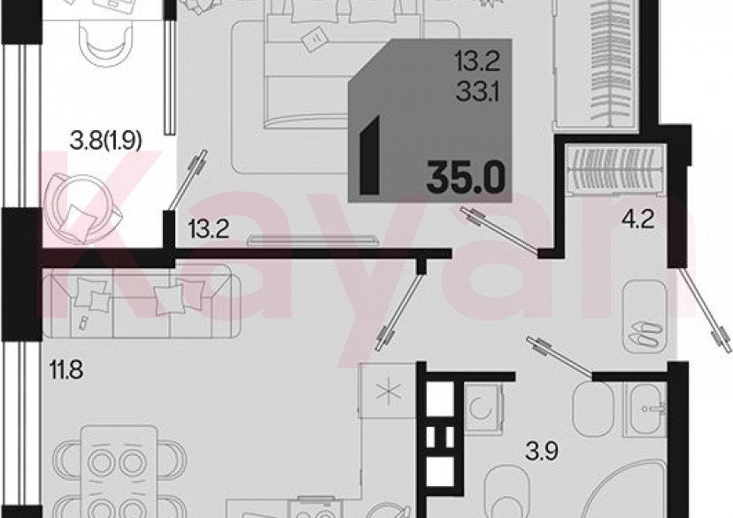 Продажа 1-комн. квартиры, 33.1 кв.м фото 0