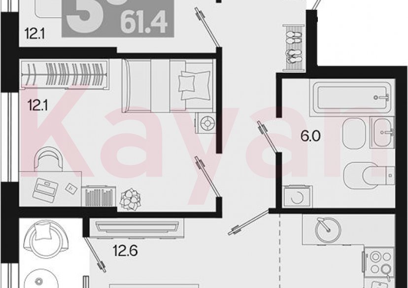 Продажа 3-комн. квартиры, 59.3 кв.м фото 0