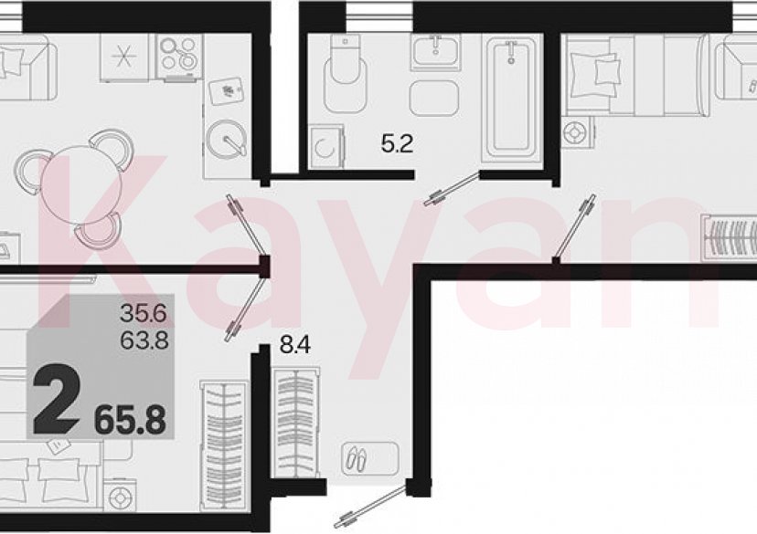 Продажа 2-комн. квартиры, 63.8 кв.м фото 0