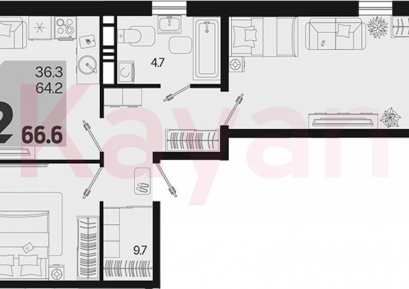 Продажа 2-комн. квартиры, 64.2 кв.м фото 0