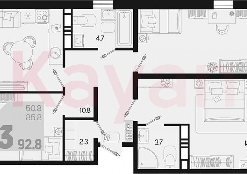 Продажа 3-комн. квартиры, 85.8 кв.м фото 0