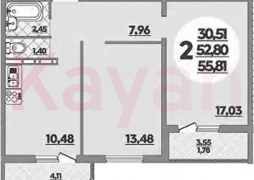 Продажа 2-комн. квартиры, 52.8 кв.м фото 0