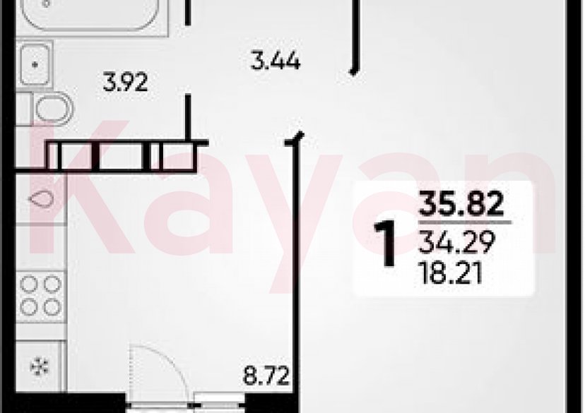 Продажа 1-комн. квартиры, 34.29 кв.м фото 0