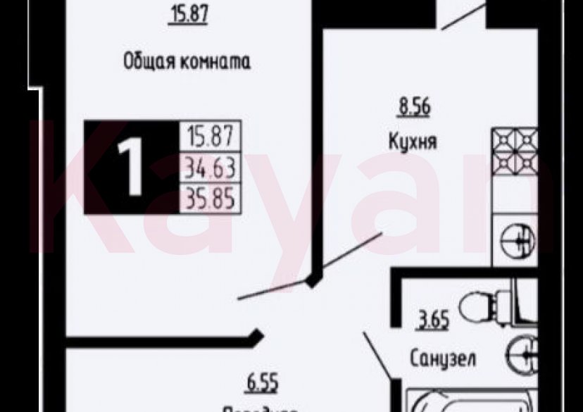 Продажа 1-комн. квартиры, 34.63 кв.м фото 0