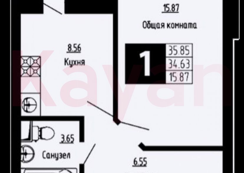 Продажа 1-комн. квартиры, 34.63 кв.м фото 0