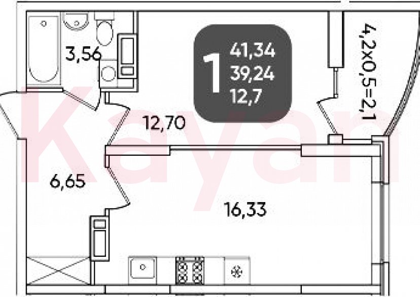 Продажа 1-комн. квартиры, 39.24 кв.м фото 0